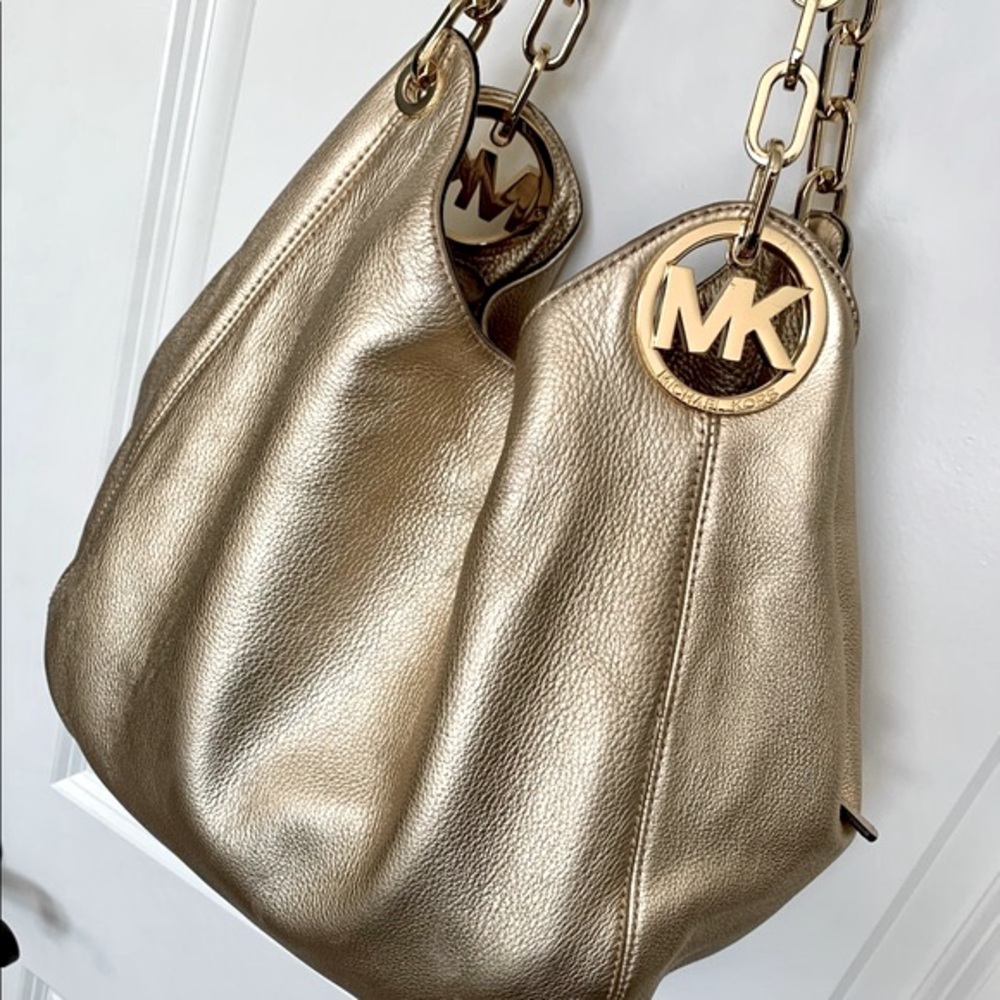 Metallic Gold Michael Kors Large Hobo Bag